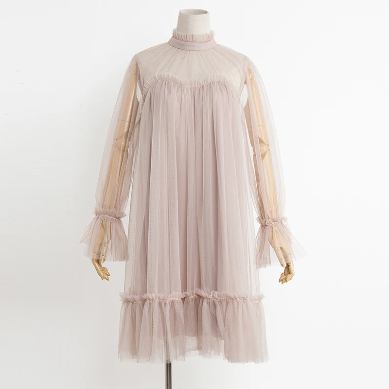 2018 spring summer new female elegant aesthetic loose gauze ruffle hem loose pleated one-piece dress women's doll dresses
2018 spring summer new female elegant aesthetic loose gauze ruffle hem loose pleated one-piece dress women's doll dresses