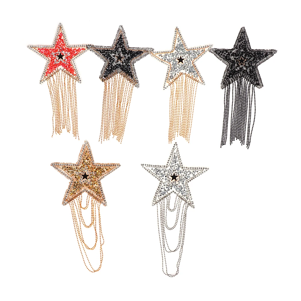 1PC New Sparkling Rhinestone Five-pointed Star Pattern Clothes Iron-on Patches Sequined Tassel Shoes/hats/bags Bling Appliques
1PC New Sparkling Rhinestone Five-pointed Star Pattern Clothes Iron-on Patches Sequined Tassel Shoes/hats/bags Bling Appliques