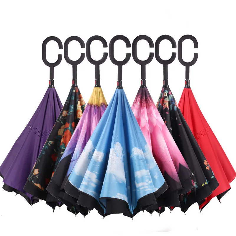 Folding Reverse Umbrella Double-Layer Inverted Windproof Rain Car Sunscreen Umbrellas For Women C-Hook Hands For Car
Folding Reverse Umbrella Double-Layer Inverted Windproof Rain Car Sunscreen Umbrellas For Women C-Hook Hands For Car