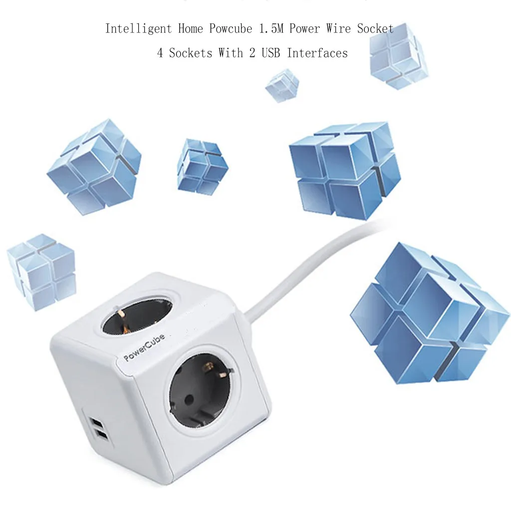 Smart Home Power Cube Socket EU Plug 4 Outlets 2 USB Ports Adapter Power Strip Extension Adapter Multi Switched Socket
Smart Home Power Cube Socket EU Plug 4 Outlets 2 USB Ports Adapter Power Strip Extension Adapter Multi Switched Socket