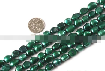 

Miss00198 8-9x10-11mm Freeform Green Freshwater Pearl Jewelry Making Beads Spacer 15" 5pc