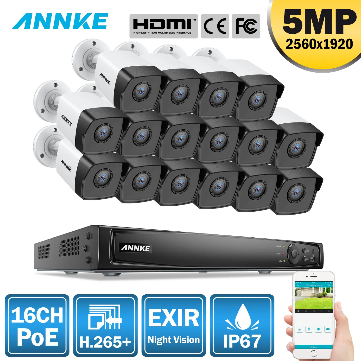 ANNKE 16CH HD 5MP POE Network Video Security System 8MP H.265+ NVR With 16X 5MP 30m Color Night Vision Waterproof WIFI IP Camera
ANNKE 16CH HD 5MP POE Network Video Security System 8MP H.265+ NVR With 16X 5MP 30m Color Night Vision Waterproof WIFI IP Camera