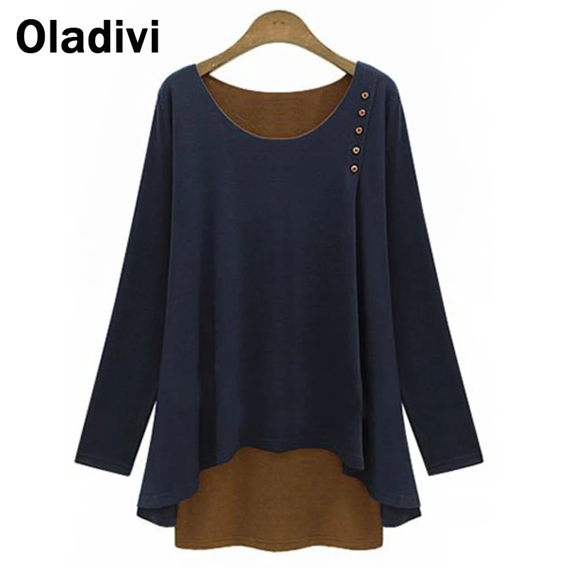 Oladivi 2019 Spring Casual T Shirt Women Long Sleeve Plus Size Shirt Fashion Ladies Faux Two Pieces Cotton Tops Tees Tunics
Oladivi 2019 Spring Casual T Shirt Women Long Sleeve Plus Size Shirt Fashion Ladies Faux Two Pieces Cotton Tops Tees Tunics