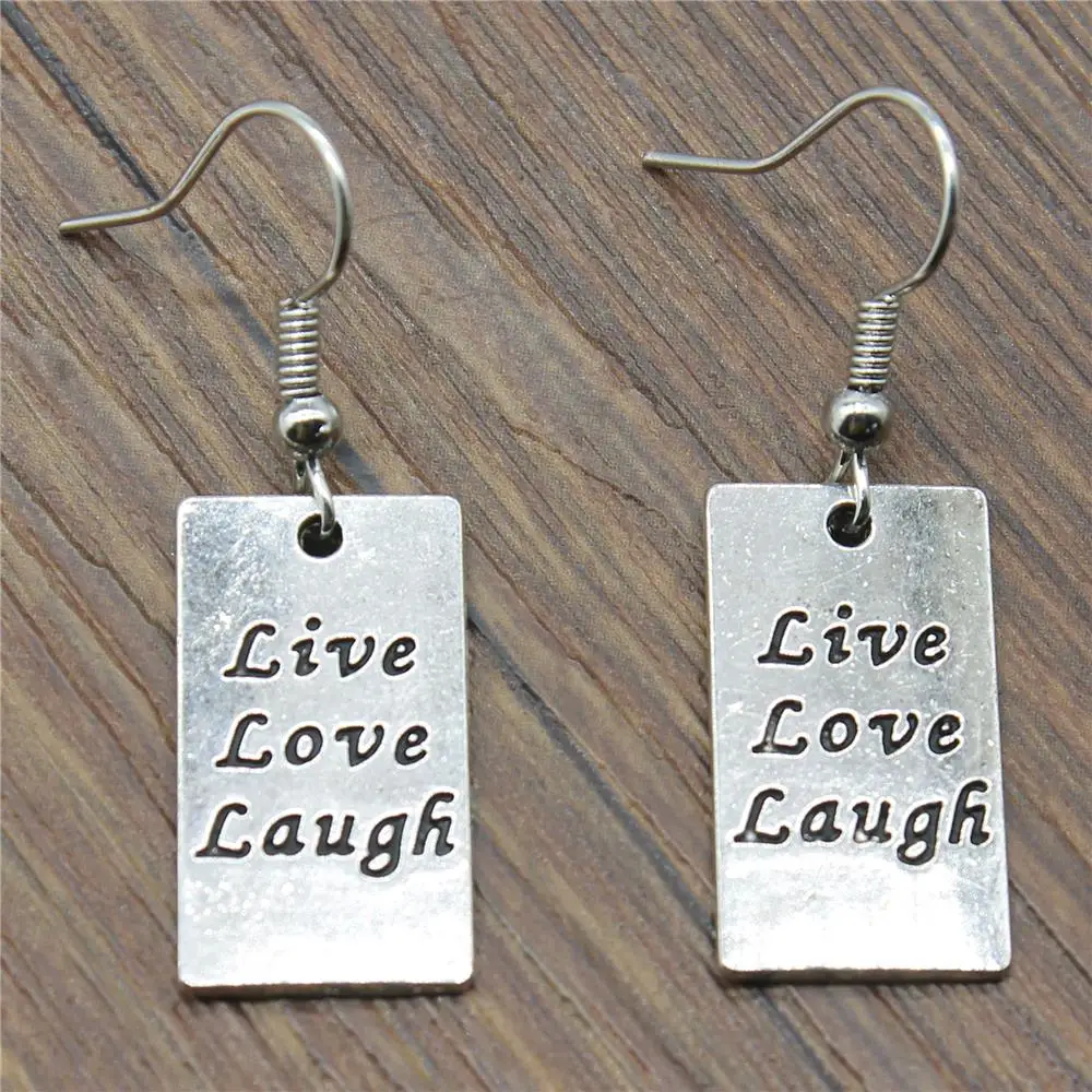 22x12mm Rectangular Double Sided Live Love Laugh Tag Charm Drop Earring For Women Dropshipping Vintage Fashion Dangle Earring
22x12mm Rectangular Double Sided Live Love Laugh Tag Charm Drop Earring For Women Dropshipping Vintage Fashion Dangle Earring