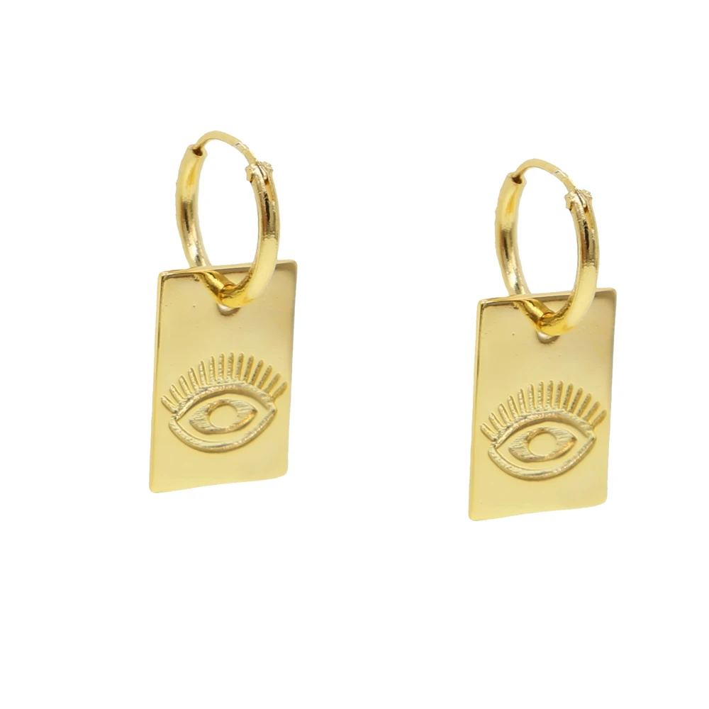 Vintage women jewelry Gold filled engrave evil eye signet Square tag drop charm hoop earring
Vintage women jewelry Gold filled engrave evil eye signet Square tag drop charm hoop earring