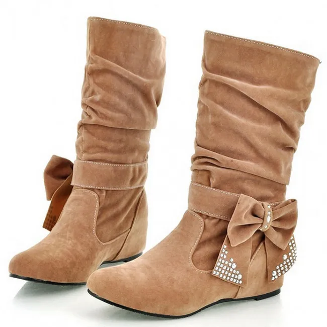 Half Knee women Boots autumn 2017 Faux Suede Sexy Boots High increasing women Shoes