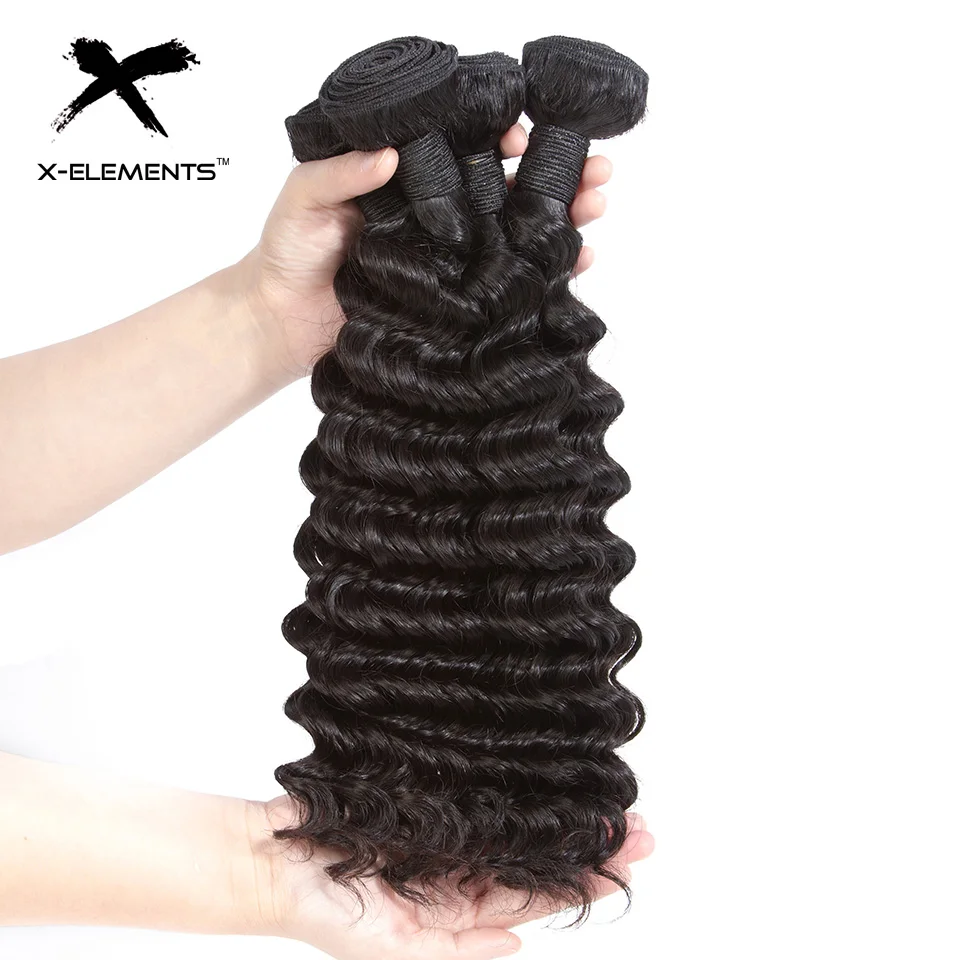 X-Elements Brazilian Deep Wave Hair 134 Bundles Deals Natural Color Human Hair Extensions 8-26 Non Remy Hair Weave Bundles (17)