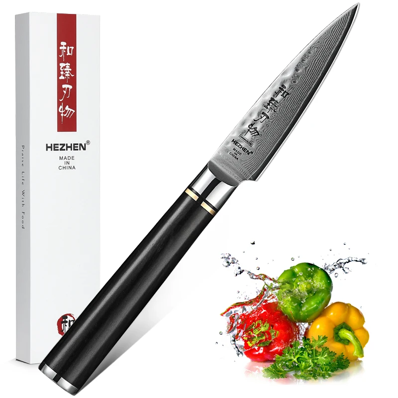 HEZHEN 3.5'' Paring Kitchen Knives Japanese VG10 Damascus Steel High Quality Slicing Peeler Fruit Vegetable Knife Ebony Handle
HEZHEN 3.5'' Paring Kitchen Knives Japanese VG10 Damascus Steel High Quality Slicing Peeler Fruit Vegetable Knife Ebony Handle
