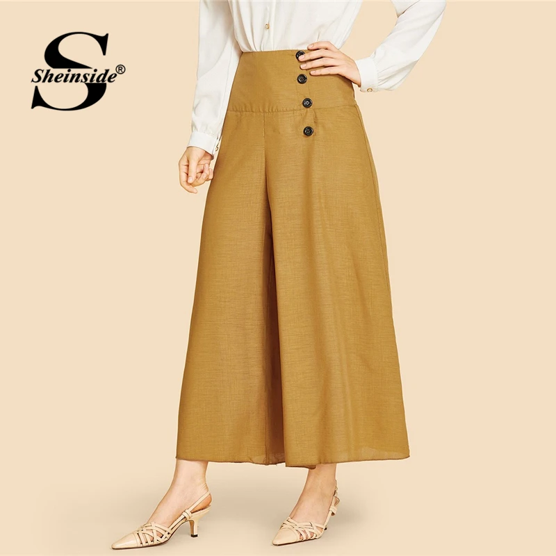 Sheinside Brown Wide Waistband Single Breasted Pants Women 2019 Spring Mid Waist Wide Leg Pants Ladies Elegant Solid Crop Pants
Sheinside Brown Wide Waistband Single Breasted Pants Women 2019 Spring Mid Waist Wide Leg Pants Ladies Elegant Solid Crop Pants