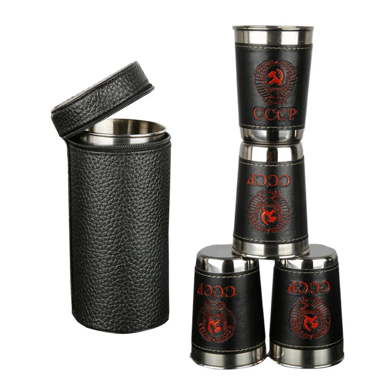 4Pcs/Lot 170ml Outdoor Tableware Travel Cups Set Stainless Steel Camping Cup with Black PU Leather Portable wine Whiskey Mugs
4Pcs/Lot 170ml Outdoor Tableware Travel Cups Set Stainless Steel Camping Cup with Black PU Leather Portable wine Whiskey Mugs