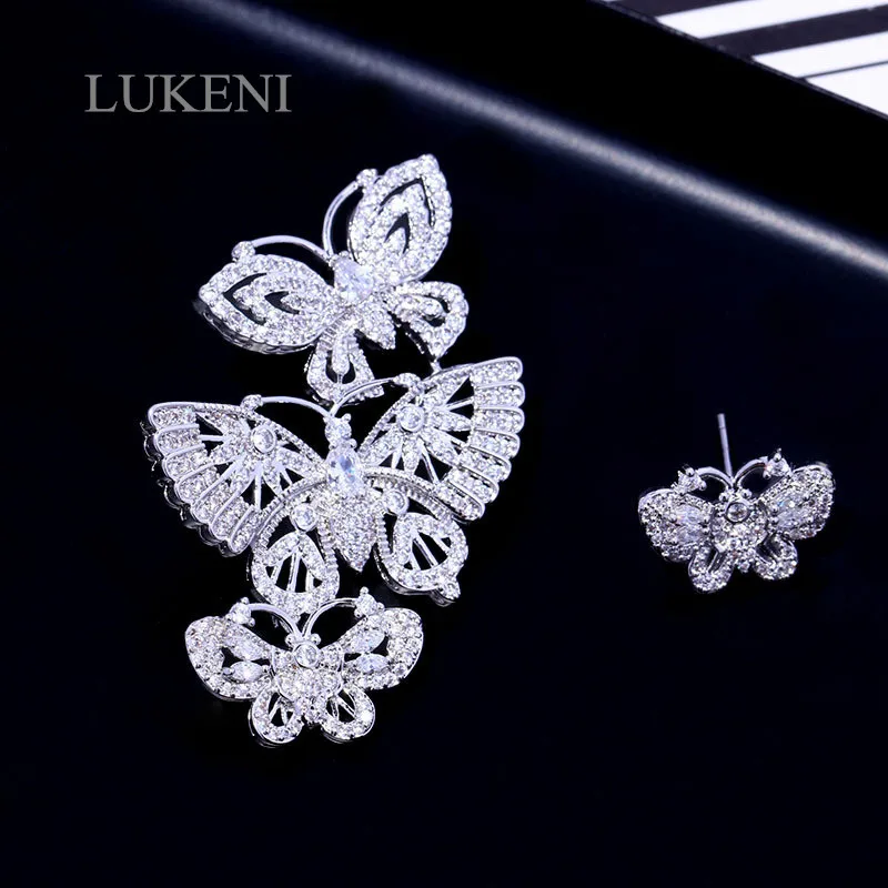 LUKENI New Arrived Fashion Jewelry White Color Micro Paved Zircon Asymmetrical Hollow Butterfly Earrings For Bridal Dinner Jewel
LUKENI New Arrived Fashion Jewelry White Color Micro Paved Zircon Asymmetrical Hollow Butterfly Earrings For Bridal Dinner Jewel