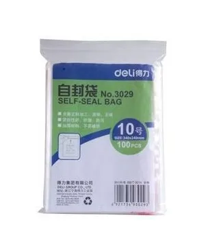 Brand Deli 3029 Thick plastic ziplock bags 10 # (24*34CM) 100PCS Layer thickness: 4um
Brand Deli 3029 Thick plastic ziplock bags 10 # (24*34CM) 100PCS Layer thickness: 4um