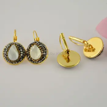 Charm 5Pairs Gold clip Earring, Pave Crystal Rhinestone White Shell Hook Earrings
Charm 5Pairs Gold clip Earring, Pave Crystal Rhinestone White Shell Hook Earrings