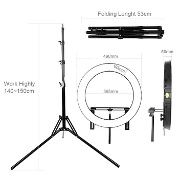 Falcon Eyes DVR-160TVC Photography Studio Video LED Ring Light 160pcs SMD Beads 3200K-5600K Color with 180cm Light Stand CD50
Falcon Eyes DVR-160TVC Photography Studio Video LED Ring Light 160pcs SMD Beads 3200K-5600K Color with 180cm Light Stand CD50