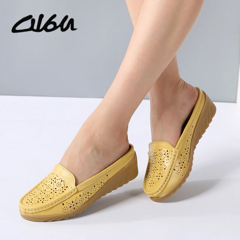 O16U Women Slipper Loafers Shoes Cow Leather Breathable Cool Pointed Toe wedge Female Footwear Casual Women Flats Shoes Summer
O16U Women Slipper Loafers Shoes Cow Leather Breathable Cool Pointed Toe wedge Female Footwear Casual Women Flats Shoes Summer