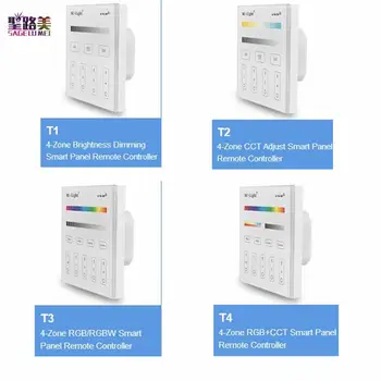 

Milight AC 180-240V 220V T1 T2 T3 T4 4-Zone 2.4GHz Wireless Smart Touch Panel Controller RGBW RGB + CCT Brightness Dimming
