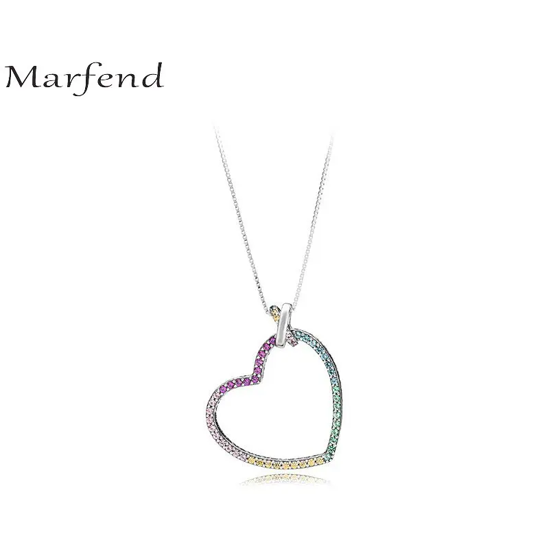 Marfend 2018 New 60cm 100% 925 Sterling Silver Rainbow CZ Love Heart Pendant Necklace For women wedding Original Jewelry Gift
Marfend 2018 New 60cm 100% 925 Sterling Silver Rainbow CZ Love Heart Pendant Necklace For women wedding Original Jewelry Gift