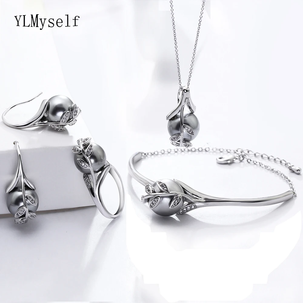 Best gift for mom Hot Nice Suspension Pendant Bracelet earrings ring Grey pearl Fashion leaf statement jewelry set
Best gift for mom Hot Nice Suspension Pendant Bracelet earrings ring Grey pearl Fashion leaf statement jewelry set