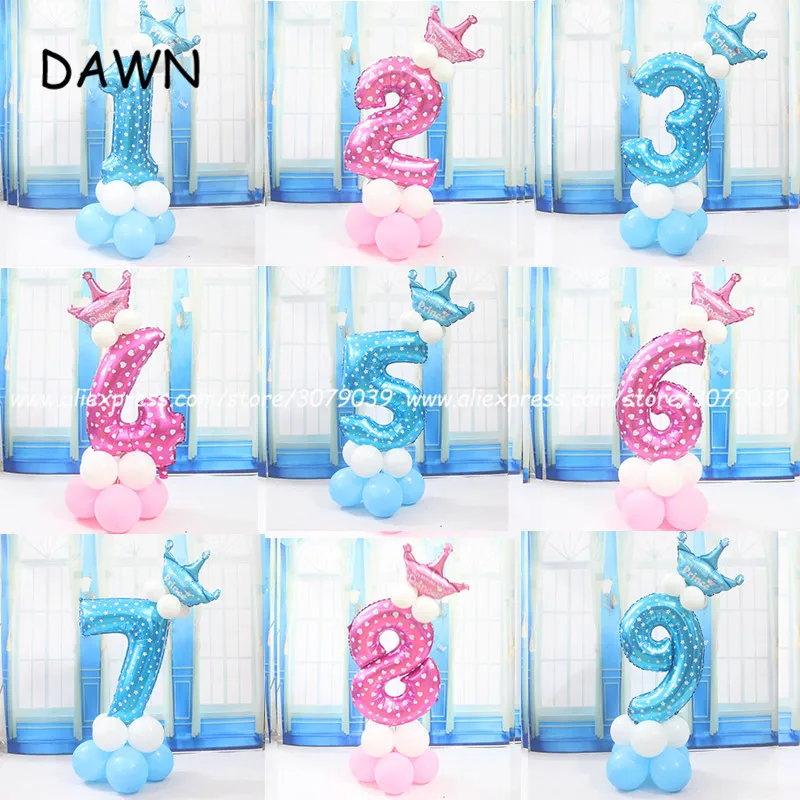 13pcs/lot Blue Pink Digital 0-9 Number Crown Aluminum Foil Balloons Prince Princess birthday balloon pillar stage decoration
13pcs/lot Blue Pink Digital 0-9 Number Crown Aluminum Foil Balloons Prince Princess birthday balloon pillar stage decoration