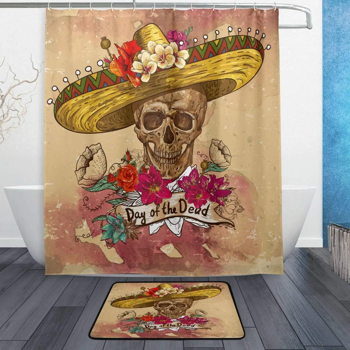Day of the Dead Vintage Flower Sugar Skull Waterproof Polyester Fabric Shower Curtain Doormat Bath Floor Mat Bathroom Home Decor
Day of the Dead Vintage Flower Sugar Skull Waterproof Polyester Fabric Shower Curtain Doormat Bath Floor Mat Bathroom Home Decor
