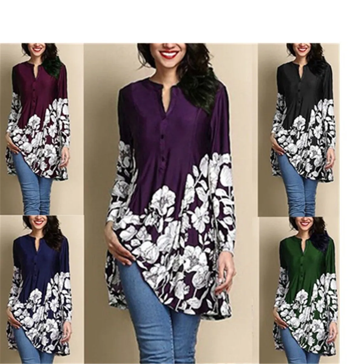 2018 Summer New Style Fashion Women Loose Long Sleeve Long Print Plus Size Casual Blouse Tunic Tops
2018 Summer New Style Fashion Women Loose Long Sleeve Long Print Plus Size Casual Blouse Tunic Tops