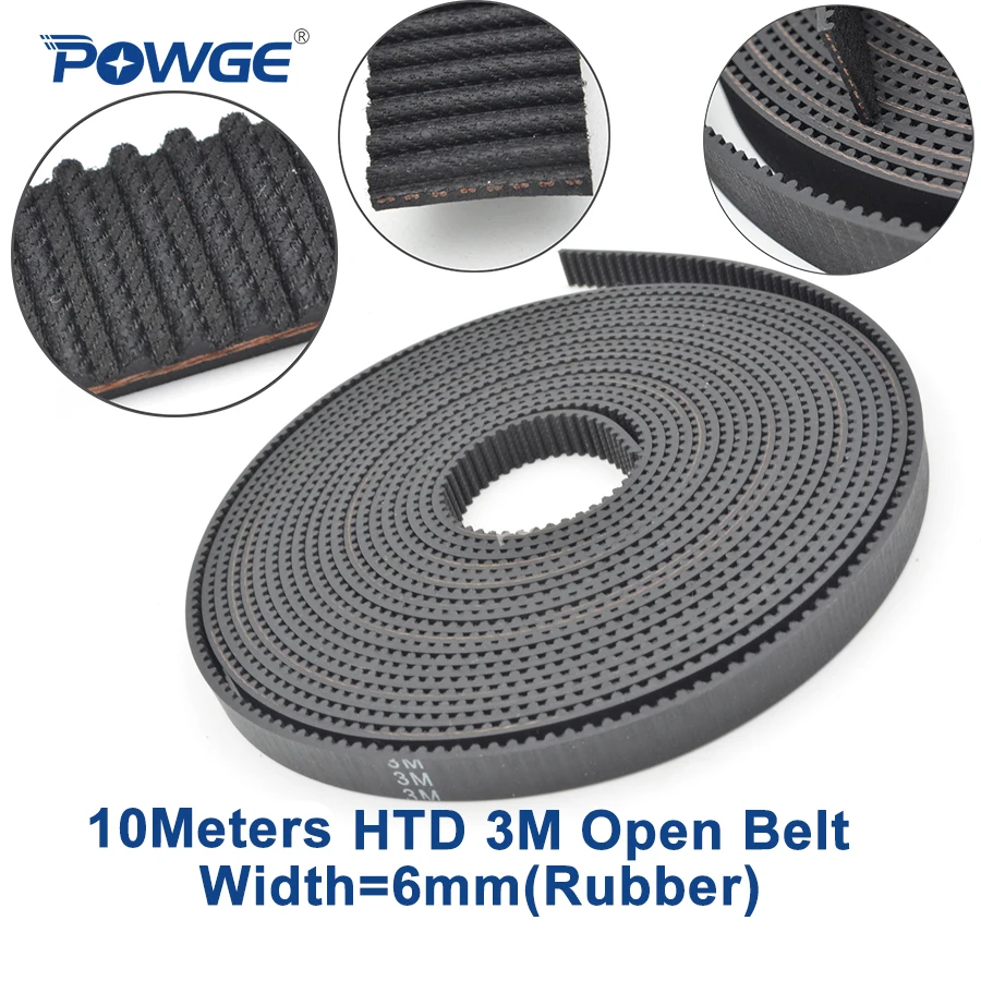 POWGE HTD 3M Open Synchronous belt 3M-6mm width 6mm Length 10000mm Rubber Fiberglass HTD3M Timing pulley Belt Laser CNC 10Meters
POWGE HTD 3M Open Synchronous belt 3M-6mm width 6mm Length 10000mm Rubber Fiberglass HTD3M Timing pulley Belt Laser CNC 10Meters