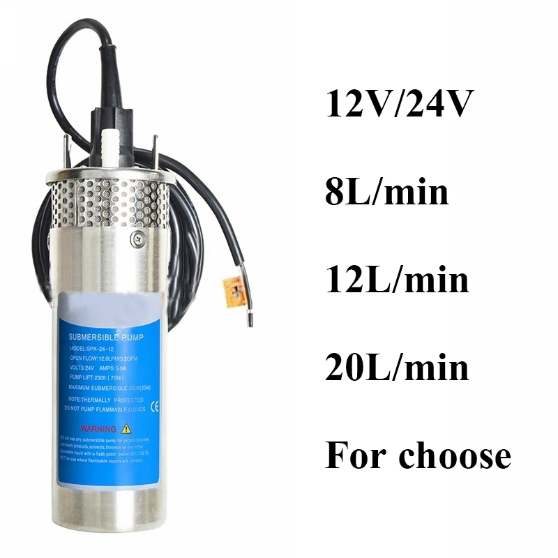 

12V/24V Large Flow Lift=70M Mini Submersible Solar Energy Water Pump Outdoor Garden Deep Well Car Wash Bilge Cleaning 12 24 V