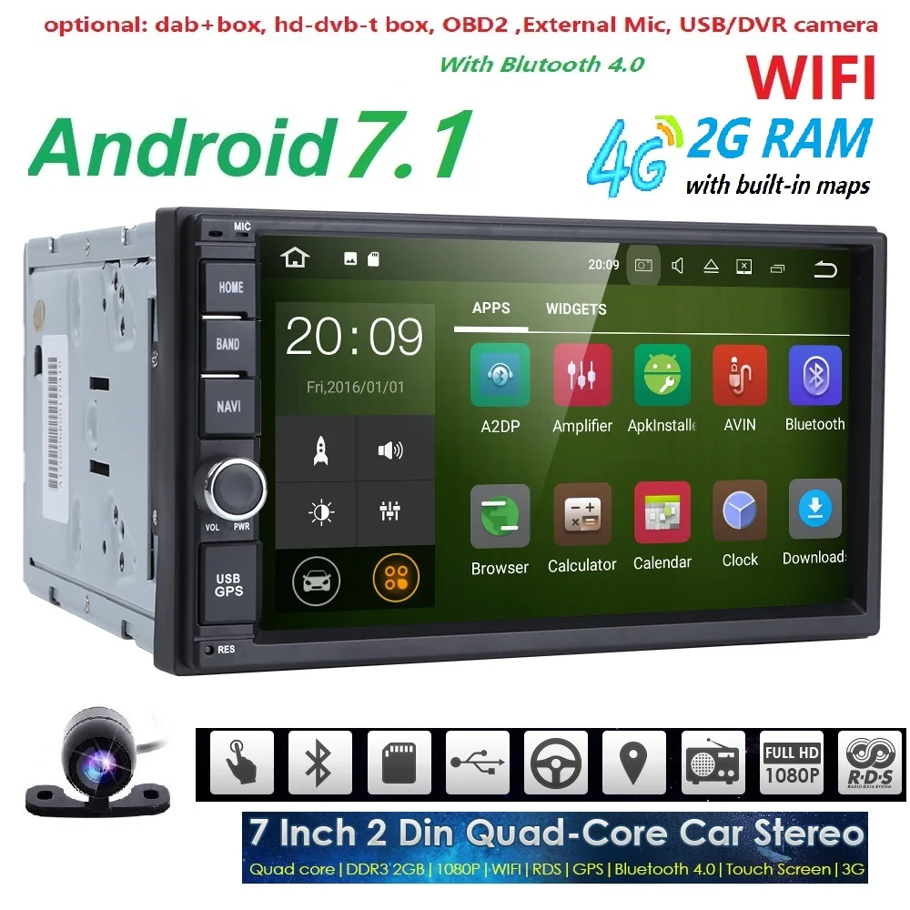 2GRAM 2Din Android7 1 font b Car b font NO DVD Radio Player 7 1024 600