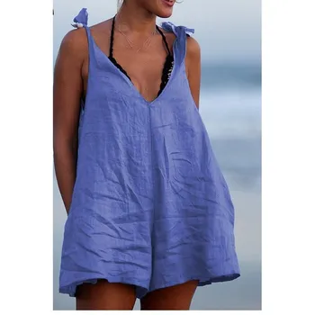 2019 Summer Women V Neck Beach Jumpsuit Solid Sleeveless Backless Sexy Rompers Straps Lace Up Bow Short Playsuit
2019 Summer Women V Neck Beach Jumpsuit Solid Sleeveless Backless Sexy Rompers Straps Lace Up Bow Short Playsuit