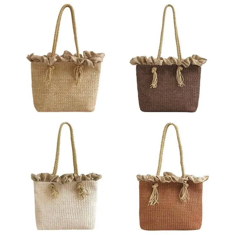 Retro Summer Women Durable Weave Big Beach Bag Shoulder Bag Casual Rattan Straw Bags Bohemia Style Travel Totes Bag INS Popular 
Retro Summer Women Durable Weave Big Beach Bag Shoulder Bag Casual Rattan Straw Bags Bohemia Style Travel Totes Bag INS Popular