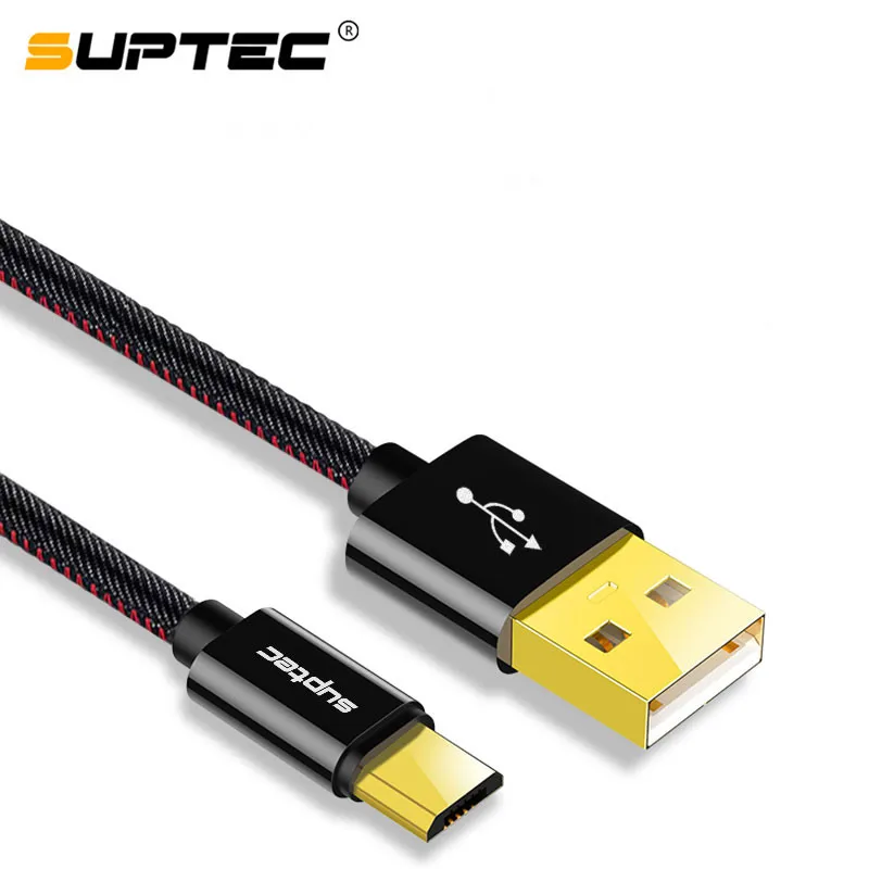SUPTEC джинсовый Плетеный позолоченный кабель Micro USB быстрое устройство для зарядки