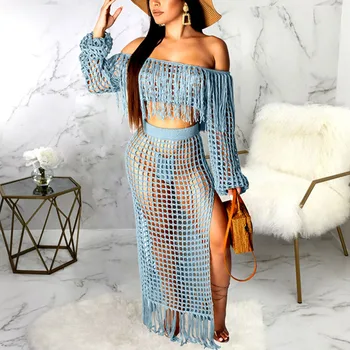 Two Piece Set Women Sexy Fashion Hollow Tassel Bag Hip Beach Skirt Knit Crochet Hollow Long Dress TY53
Two Piece Set Women Sexy Fashion Hollow Tassel Bag Hip Beach Skirt Knit Crochet Hollow Long Dress TY53