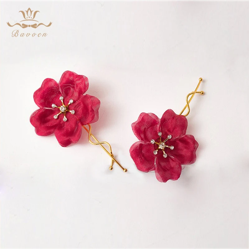 Handmade Red Wine Flower Brides Hairpins Gold Brides Hair Sticks Crystal Bridal Headbands Wedding Hair Accessory
Handmade Red Wine Flower Brides Hairpins Gold Brides Hair Sticks Crystal Bridal Headbands Wedding Hair Accessory