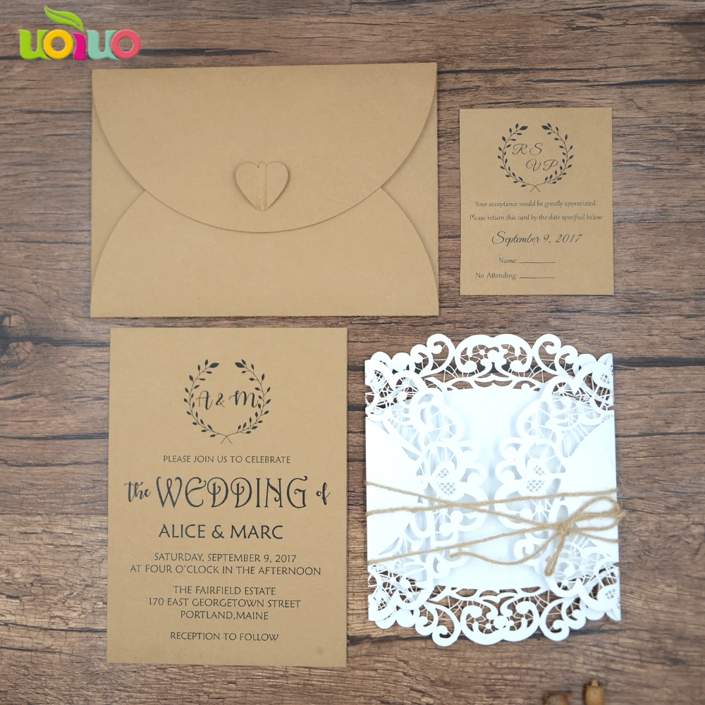 50pc laser Vintage white Wedding Invitation Cards with Kraft Envelopes rsvp hemp rope for Wedding Decoration Festive Supplies
50pc laser Vintage white Wedding Invitation Cards with Kraft Envelopes rsvp hemp rope for Wedding Decoration Festive Supplies