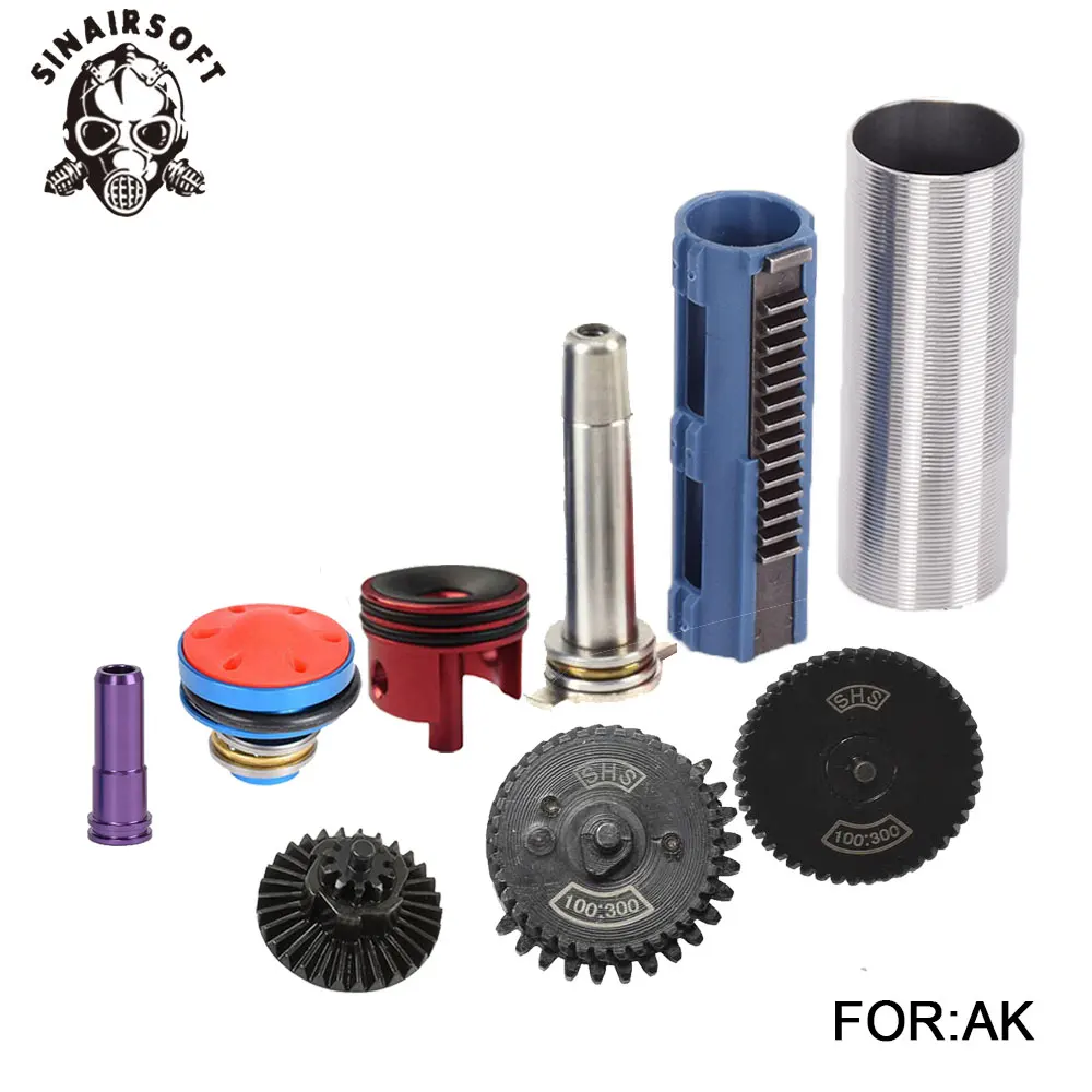 SHS-100-300-Gear-Nozzle-Cylinder-Spring-Guide-14-Teeth-Piston-Kit-Fit-Airsoft-M4-MP5 (2)