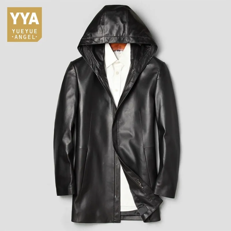 Genuine Leather Jackets for Men Fashion Black Sheepskin Long Hooded Coats Warm Winter Plus Size Slim Natural Leather Windbreaker 
Genuine Leather Jackets for Men Fashion Black Sheepskin Long Hooded Coats Warm Winter Plus Size Slim Natural Leather Windbreaker