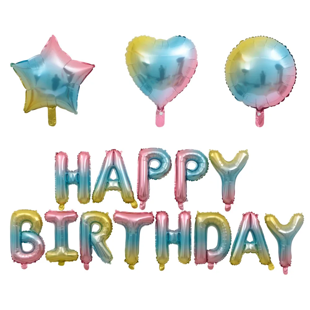 Kuchang 18inch gradient color heart star round foil balloon happy birthday letter balloons wedding decor birthday party toy ball
Kuchang 18inch gradient color heart star round foil balloon happy birthday letter balloons wedding decor birthday party toy ball