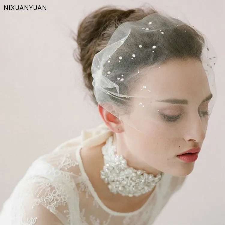 Beautiful Wedding Hat Veils Tulle Adult Bride Hats With Pearls Bridal Short Face Veil Lace Hat Free Shipping 
Beautiful Wedding Hat Veils Tulle Adult Bride Hats With Pearls Bridal Short Face Veil Lace Hat Free Shipping