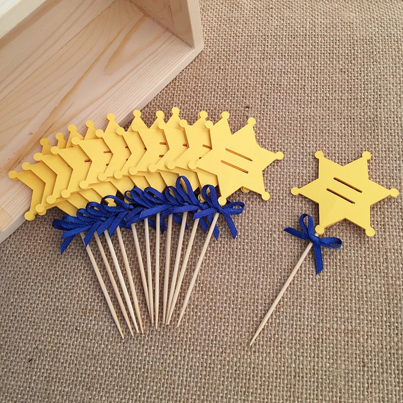 Blue Bow & Yellow Sheriff Star Cupcake Toppers Picks for Kids Boy Birthday Party Decoratioons Cake Accessory Supplies
Blue Bow & Yellow Sheriff Star Cupcake Toppers Picks for Kids Boy Birthday Party Decoratioons Cake Accessory Supplies