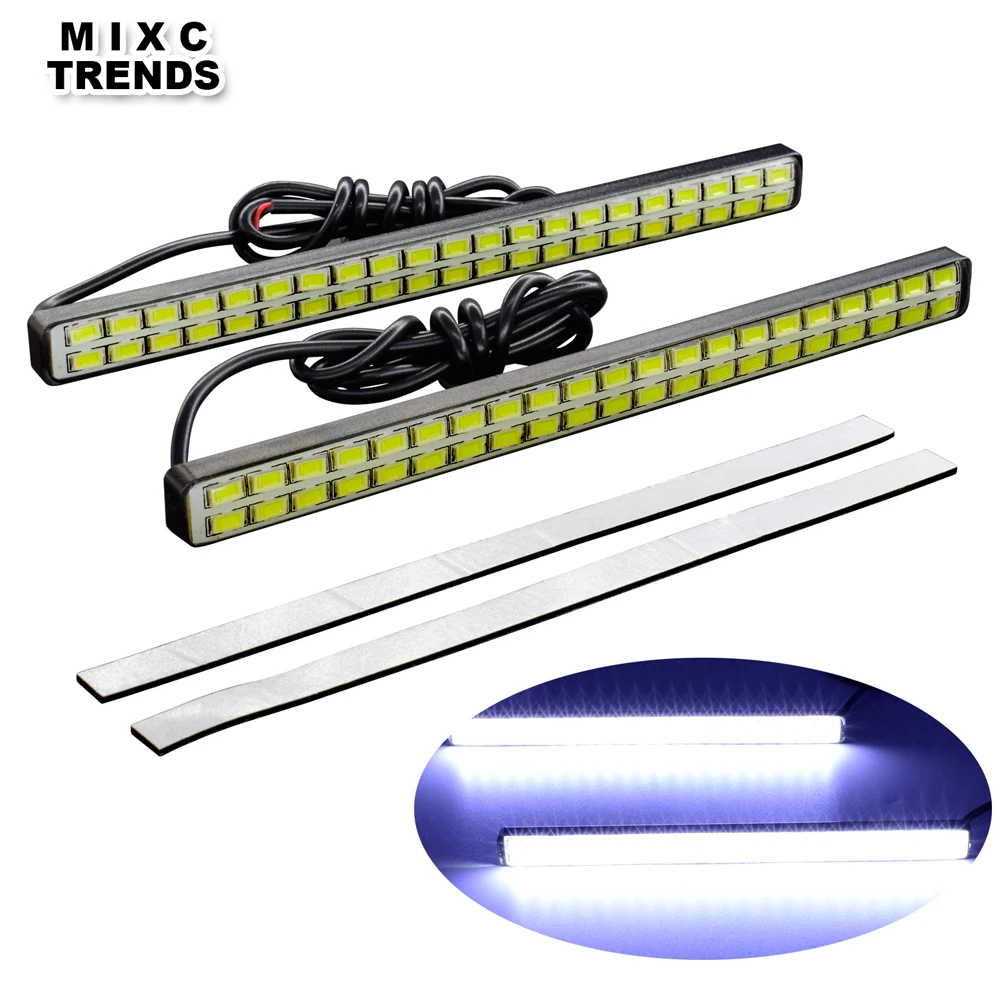 2Pcs 42LEDs Car DRL LED Light Bar 12V 5630 SMD Daytime Running Light Waterproof Aluminum Auto Brake Front Rear Fog Lights White
2Pcs 42LEDs Car DRL LED Light Bar 12V 5630 SMD Daytime Running Light Waterproof Aluminum Auto Brake Front Rear Fog Lights White