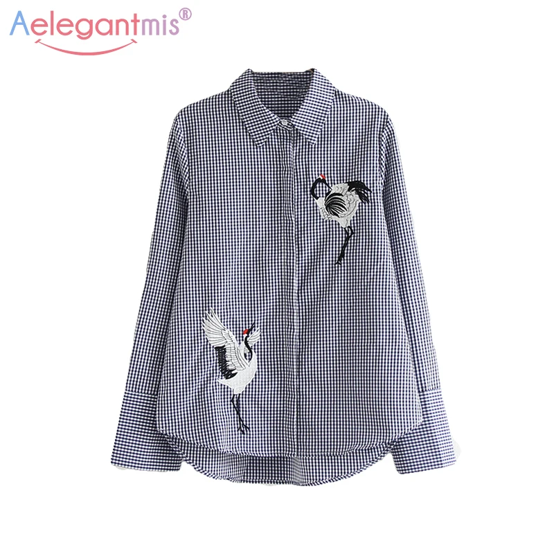 Aelegantmis 2018 Spring New Women Classic Plaid Long Sleeve Shirt Lady Vintage Crane Embroidery Blouse Female Casual Loose Tops
Aelegantmis 2018 Spring New Women Classic Plaid Long Sleeve Shirt Lady Vintage Crane Embroidery Blouse Female Casual Loose Tops