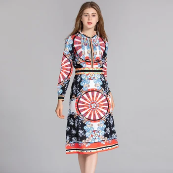 Qian Han Zi New Fashion Runway Suit sets Women's Long Sleeve Pleated Shirt and Pattern Print Vintage Skirt Set
Qian Han Zi New Fashion Runway Suit sets Women's Long Sleeve Pleated Shirt and Pattern Print Vintage Skirt Set
