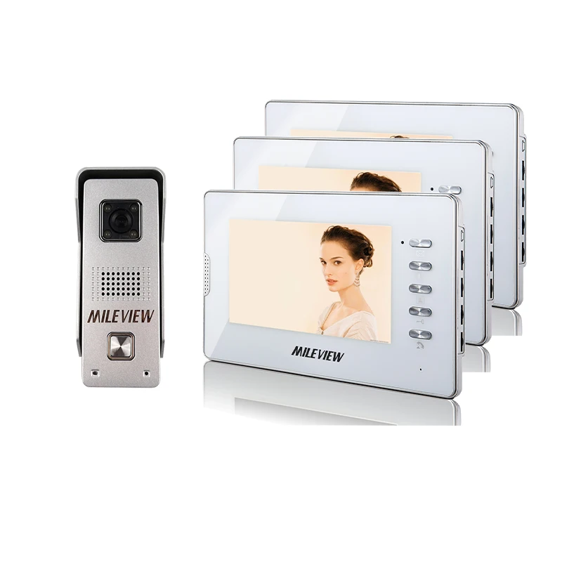Brand New Wholesale Wired 7 inch Color Video Intercom Door Phone System 3 White Monitors 1 IR Door Camera IN Stock FREE SHIPPING 
Brand New Wholesale Wired 7 inch Color Video Intercom Door Phone System 3 White Monitors 1 IR Door Camera IN Stock FREE SHIPPING