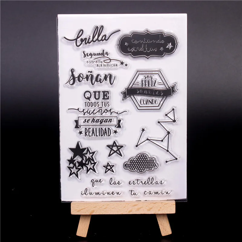Spanish Word label star Transparent Clear Silicone Stamps for DIY Scrapbooking Card Making diy photo Roller album Decorative
Spanish Word label star Transparent Clear Silicone Stamps for DIY Scrapbooking Card Making diy photo Roller album Decorative