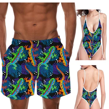 INSTANTARTS Colorful Animal Lizard Pattern Couples Swimsuits High Cut Woman Sexy Monokini Men Beach Swim Shorts Bathing Swimwear
INSTANTARTS Colorful Animal Lizard Pattern Couples Swimsuits High Cut Woman Sexy Monokini Men Beach Swim Shorts Bathing Swimwear