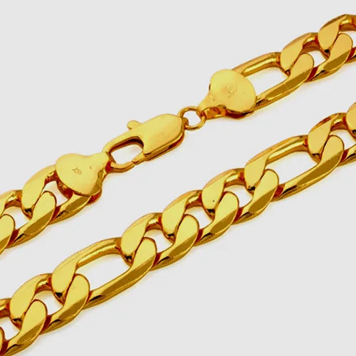 Фото Тяжелое большое мужское ожерелье с 24-каратным покрытием из желтого золота