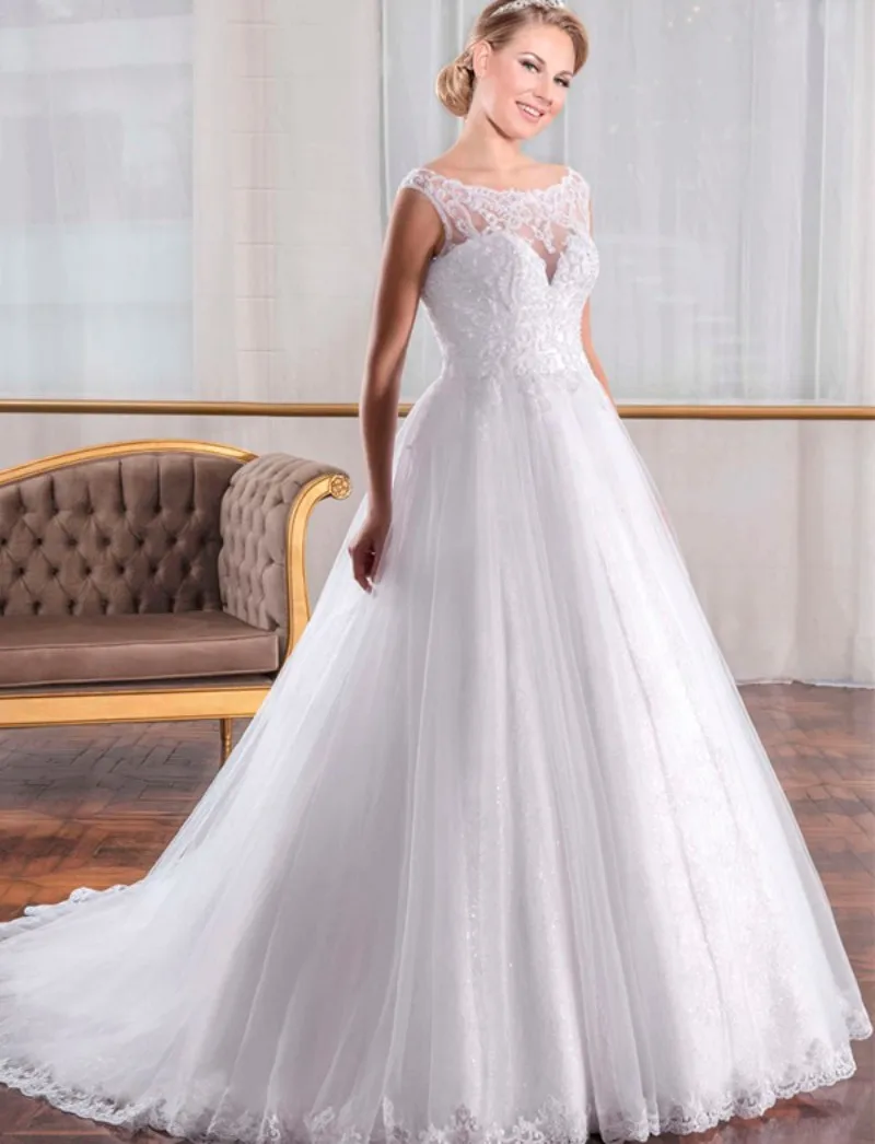 Eightale Vintage Wedding Dress O-Neck Appliques Bride Dress Lace Illusion Back A-Line Custom Made Plus Size Wedding Gowns
Eightale Vintage Wedding Dress O-Neck Appliques Bride Dress Lace Illusion Back A-Line Custom Made Plus Size Wedding Gowns