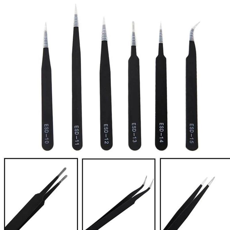 6Pcs /Set Tweezers High Precision ESD Tweezer Set stainless Tweezers tools kit for BGA Sundry Repair Non Magnetic wholesale
6Pcs /Set Tweezers High Precision ESD Tweezer Set stainless Tweezers tools kit for BGA Sundry Repair Non Magnetic wholesale