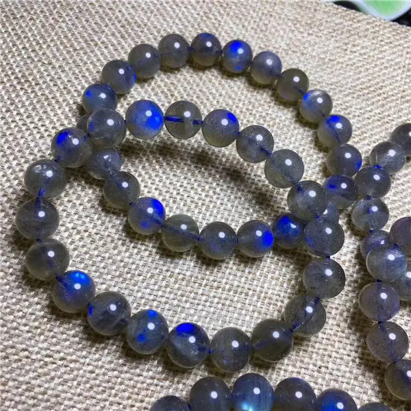 Natural Moonstone Blue Light Crystal Clear Beads Woman Bracelet 10-9.5mm AAA | Украшения и аксессуары