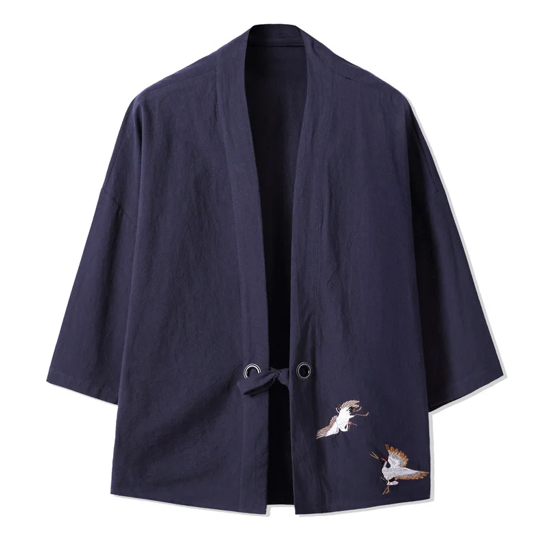 Spring high street loose Embroidery kimono coat Men Japanese style Yukata Coat Men Vintage linen cotton Han jacket A62808 
Spring high street loose Embroidery kimono coat Men Japanese style Yukata Coat Men Vintage linen cotton Han jacket A62808